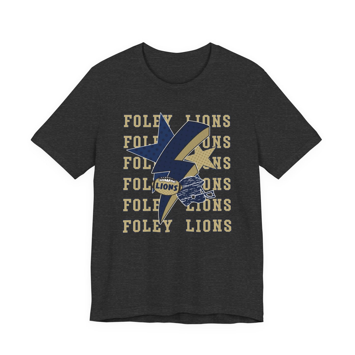 Lions Football, Stars, Lightning Graphic Tee - Bella Canvas