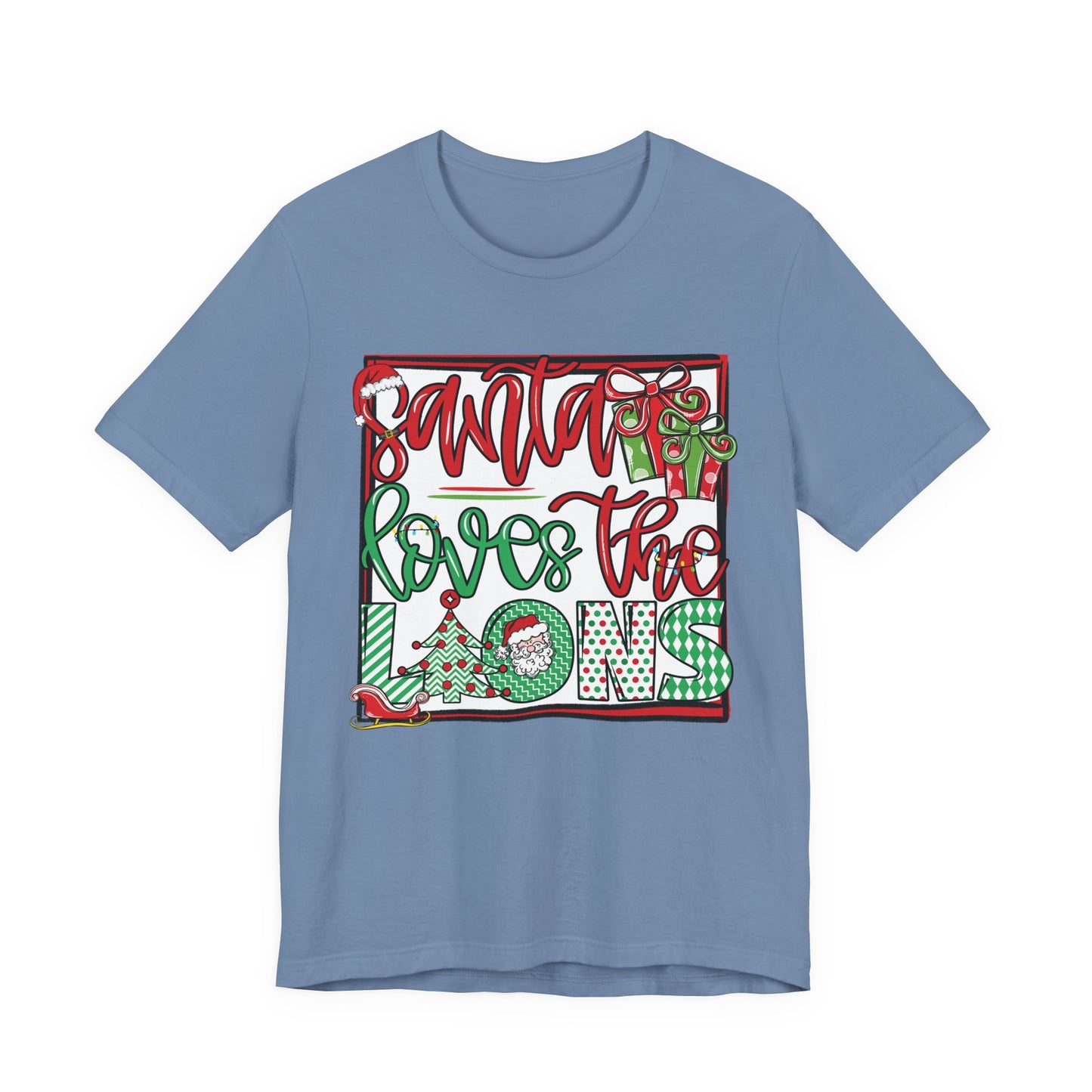 Santa Loves the Lions Tee - Bella Canvas