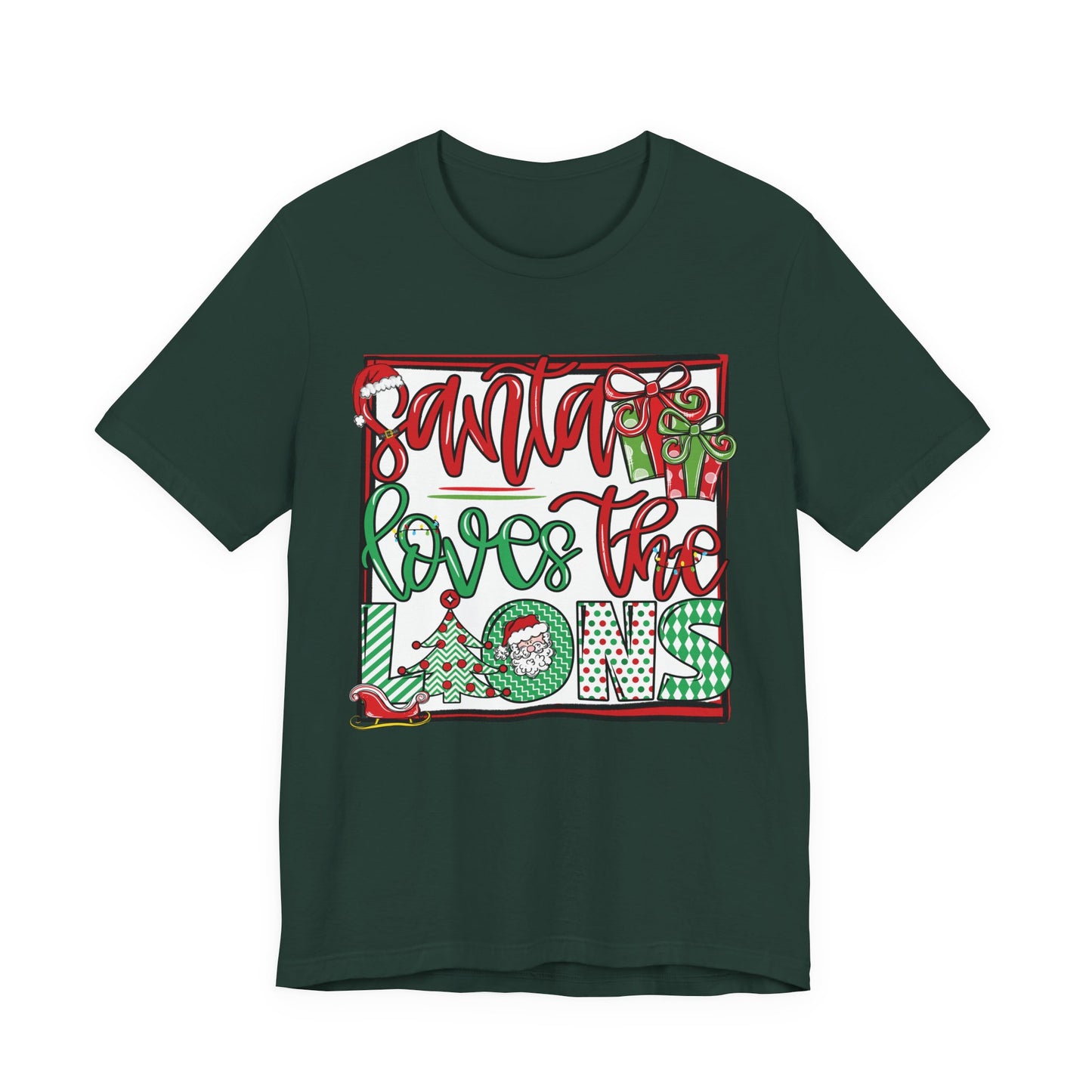 Santa Loves the Lions Tee - Bella Canvas