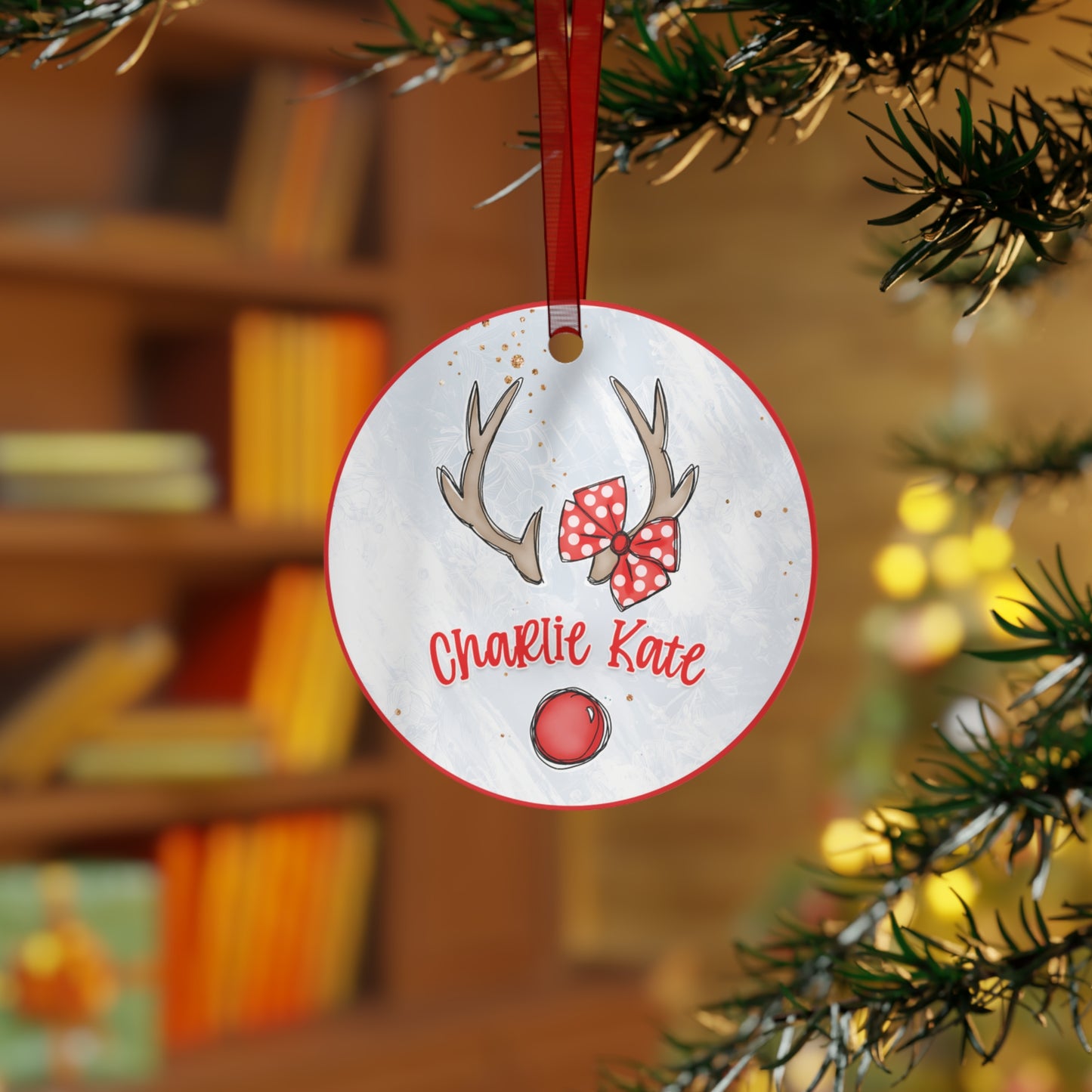 Personalized Girl Reindeer 2 Ornament