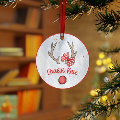 Personalized Girl Reindeer 2 Ornament