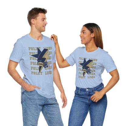 Lions Football, Stars, Lightning Graphic Tee - Bella Canvas