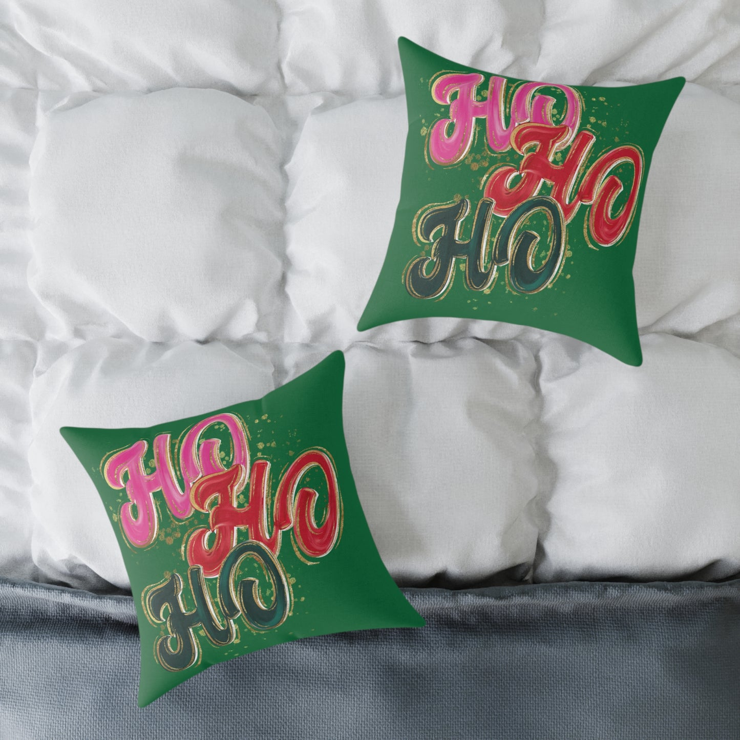 HO HO HO Green Throw Pillow