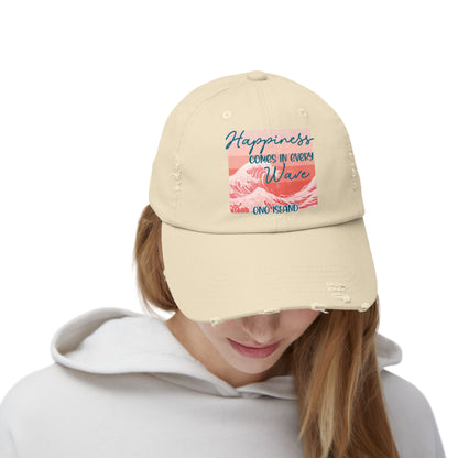 Happiness Comes in Every Wave Ono Distressed Cap