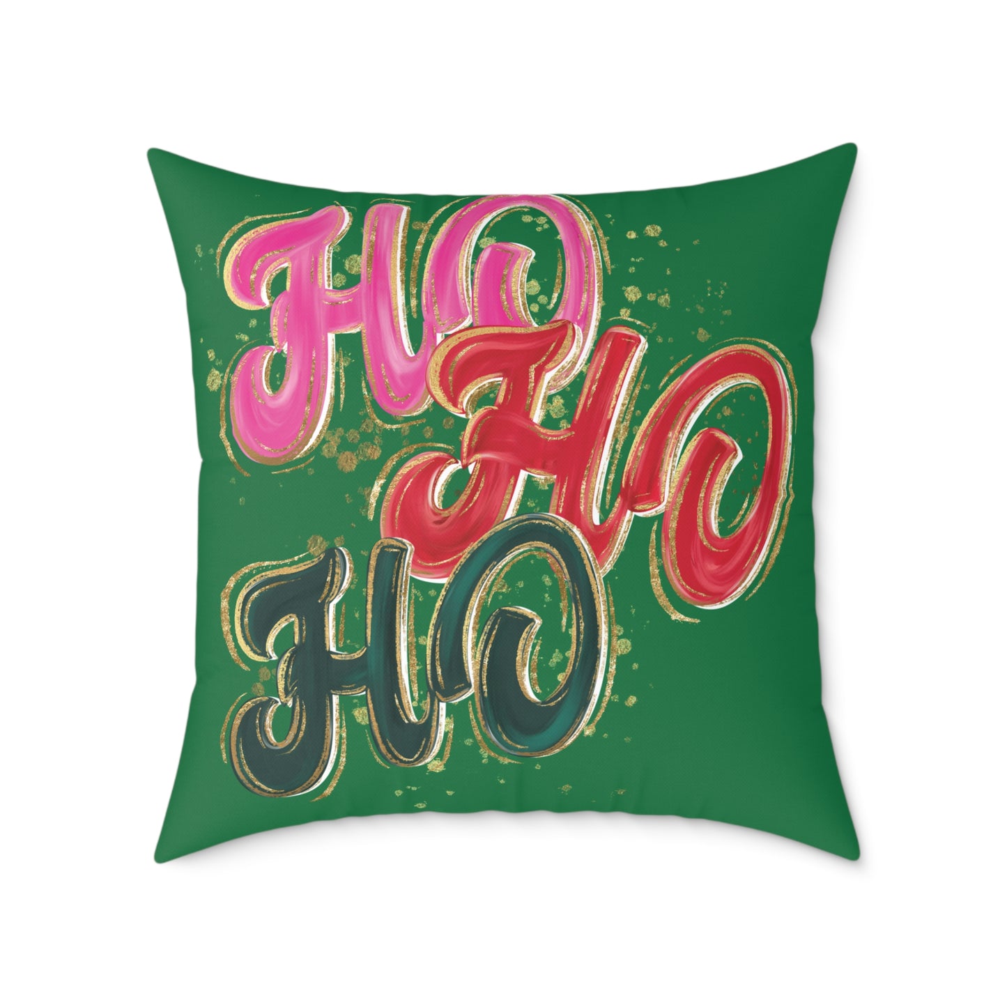 HO HO HO Green Throw Pillow