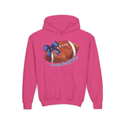Youth Coquette GS Bow - 'We Are The Dolphins' Football Hoodie