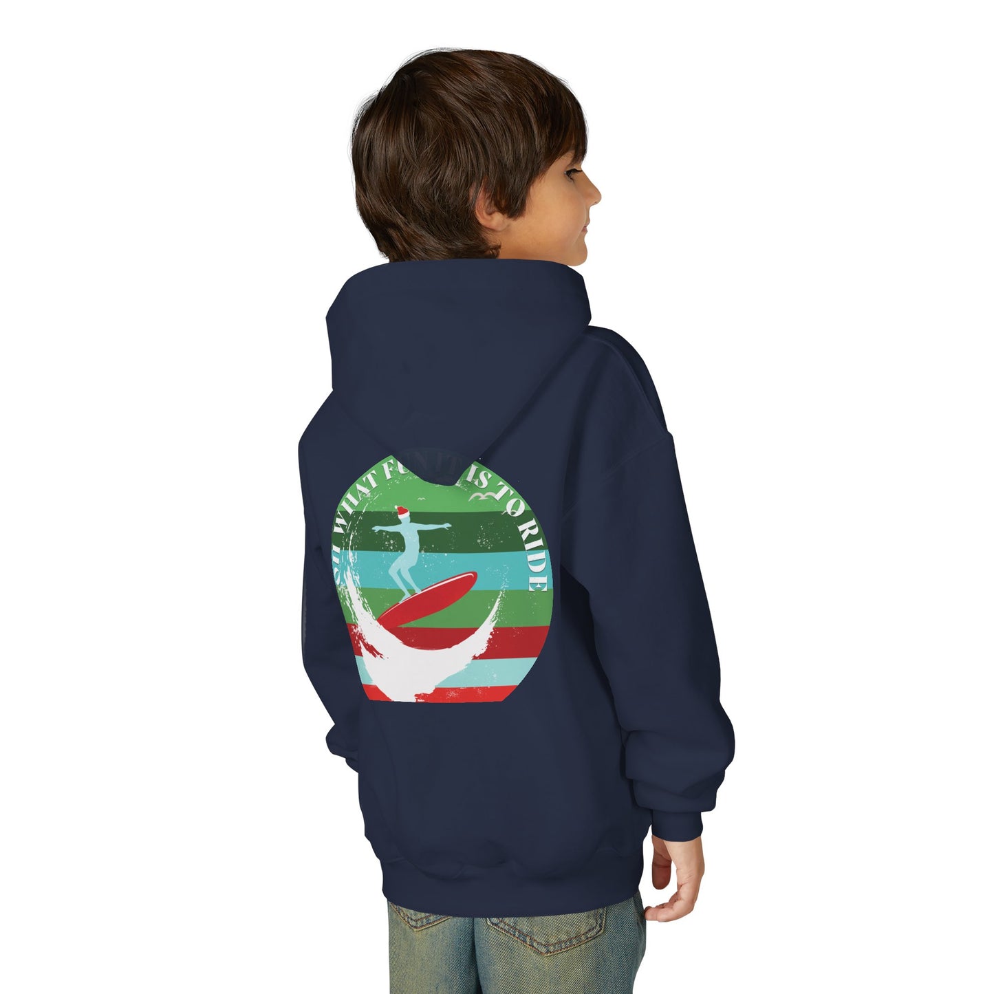 Youth Surfing Christmas Hoodie - Gildan