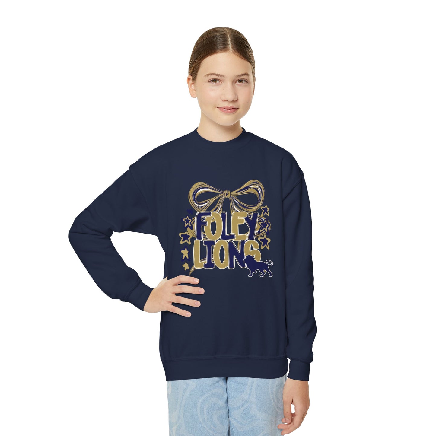 Youth Foley Lions Bow Sweatshirt - Gildan