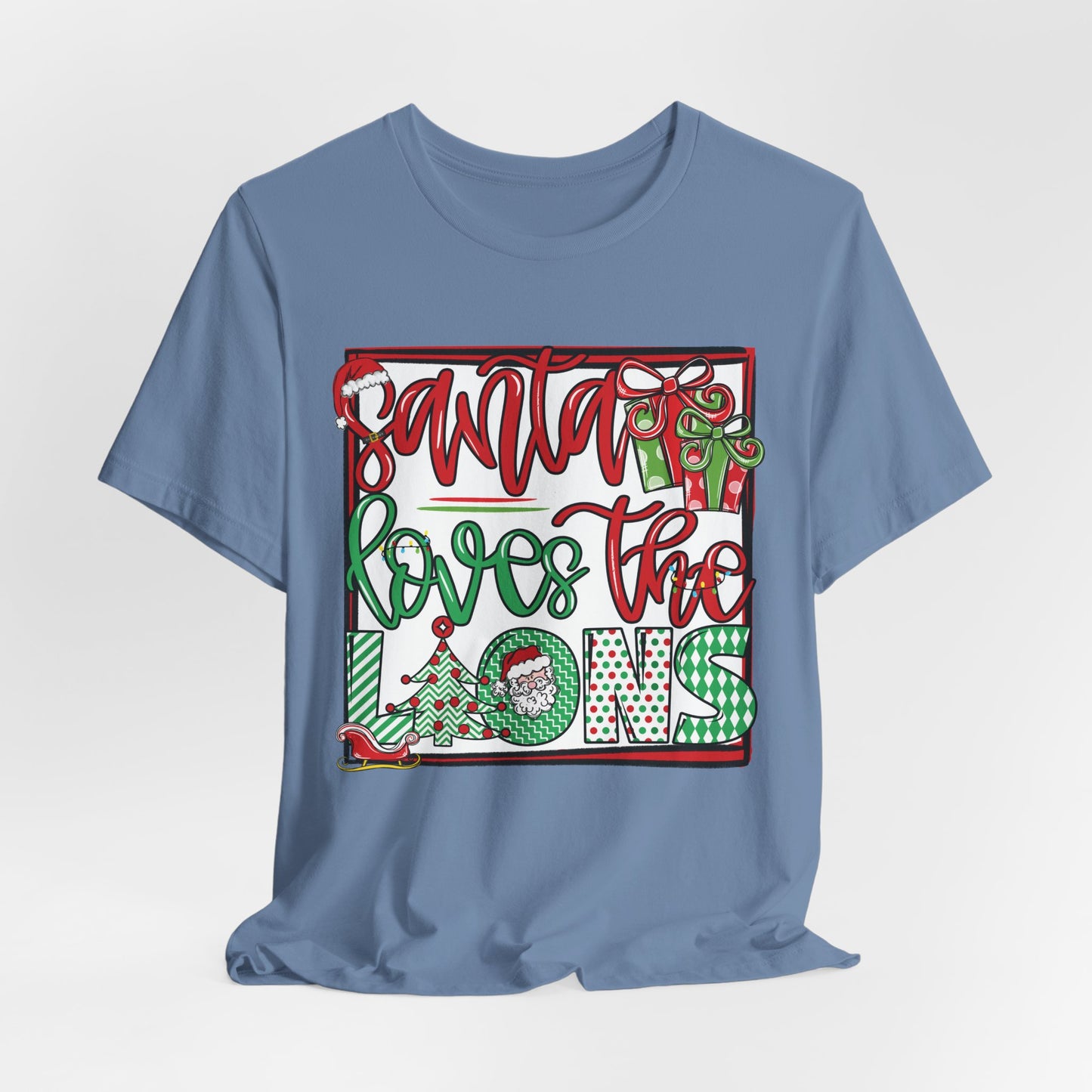 Santa Loves the Lions Tee - Bella Canvas