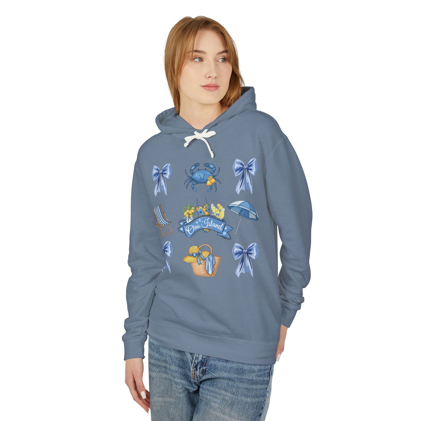 Adult Coquette Beach Day Lightweight Hooded Sweatshirt - Comfort Colors