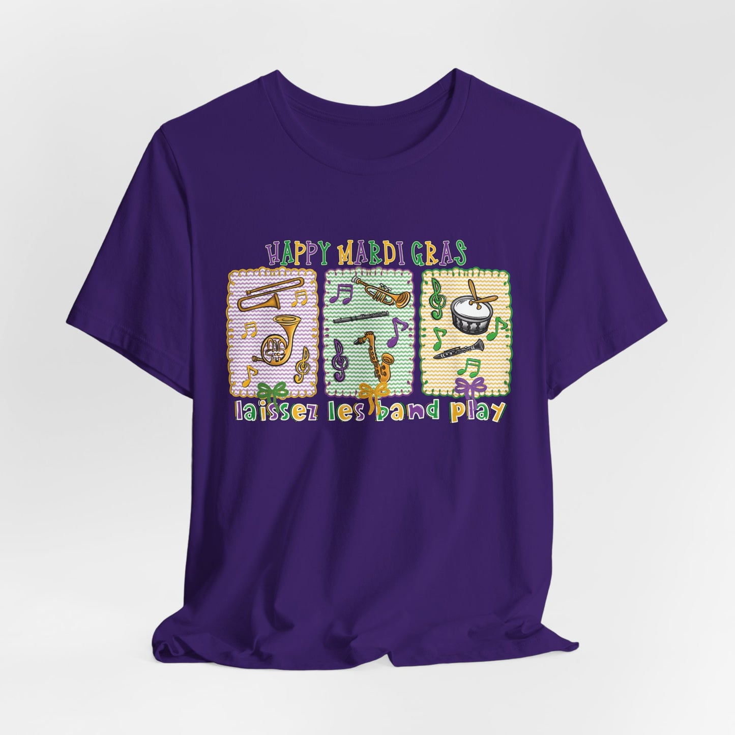 Mardi Gras T-Shirt — "Happy Mardi Gras" Carnival Mask & Beads Celebration Tee