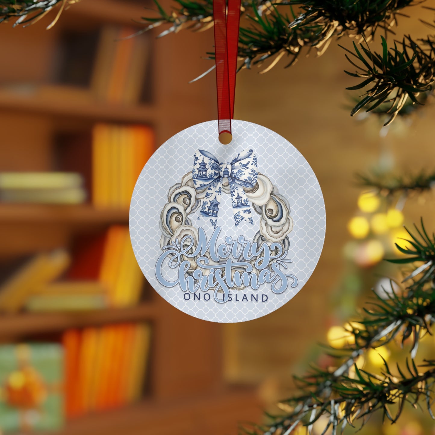 Ono Oyster Wreath Metal Ornament