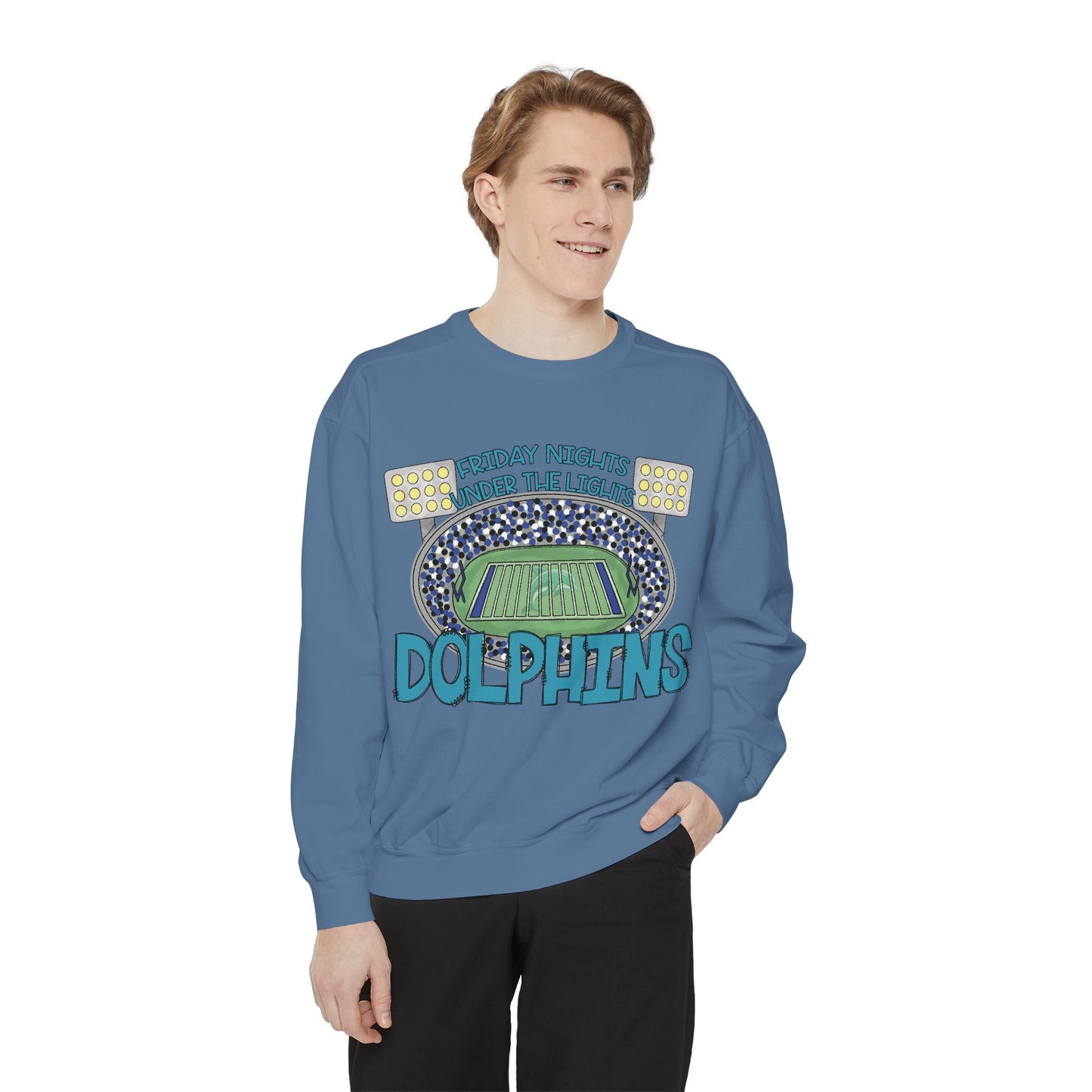 Adult Friday Night Lights Dolphins Sweatshirt - Comfort Colors