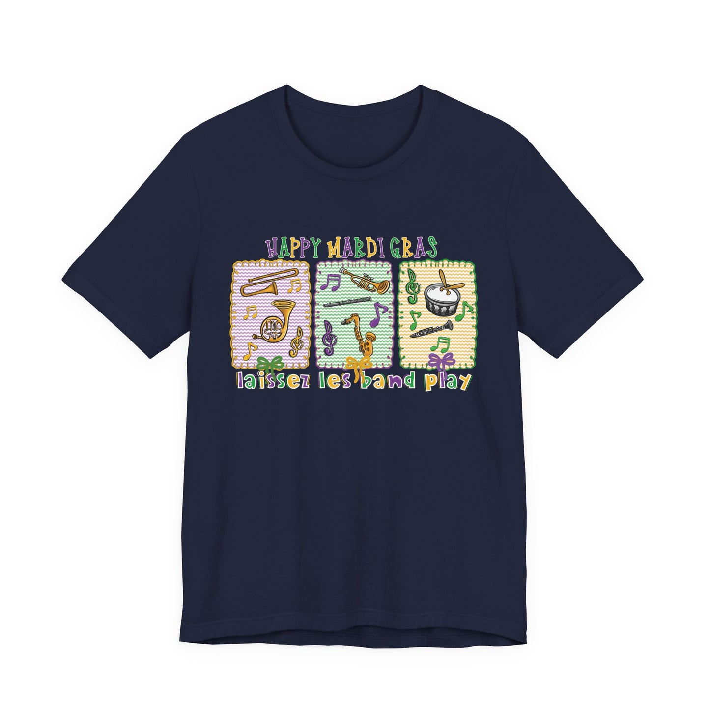 Mardi Gras T-Shirt — "Happy Mardi Gras" Carnival Mask & Beads Celebration Tee