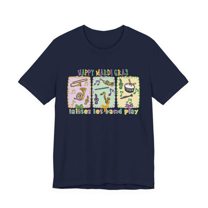 Mardi Gras T-Shirt — "Happy Mardi Gras" Carnival Mask & Beads Celebration Tee