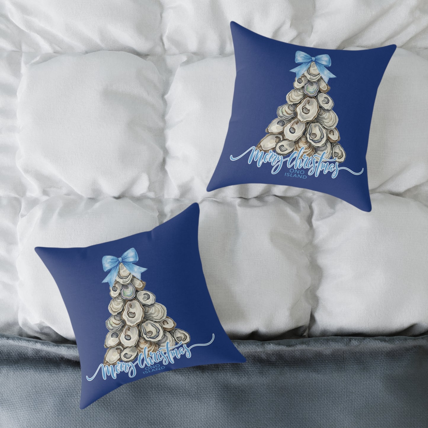 Ono Island Oyster Tree Blue Pillows