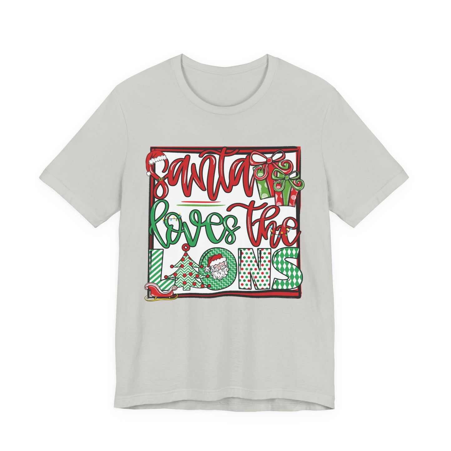Santa Loves the Lions Tee - Bella Canvas