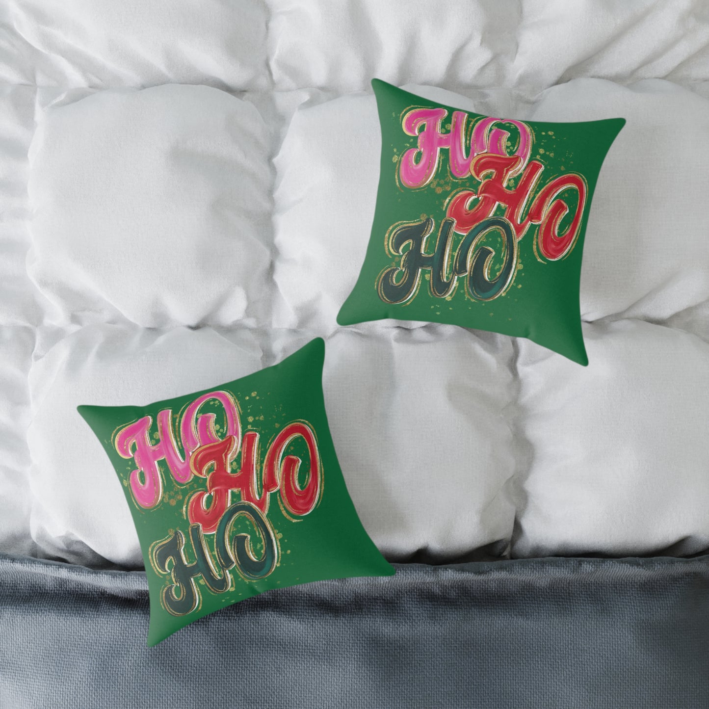 HO HO HO Green Throw Pillow