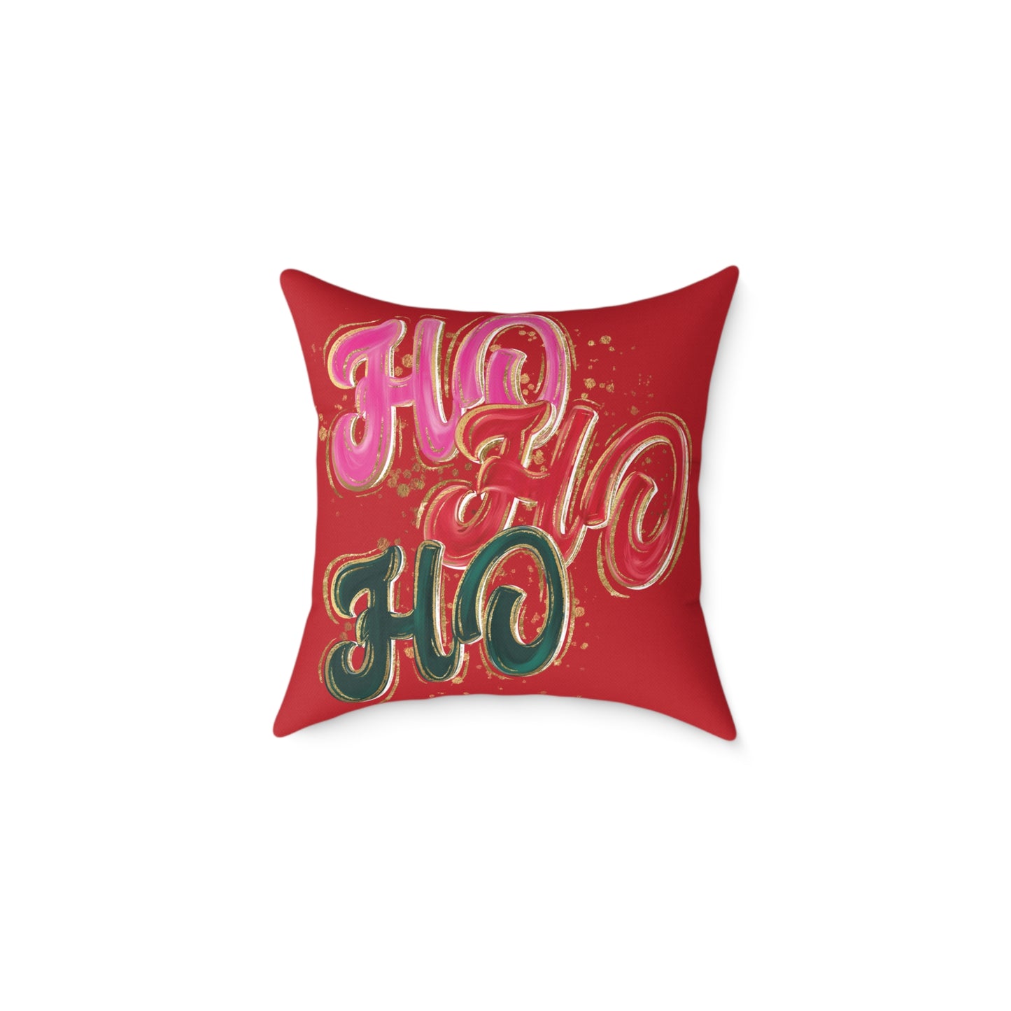 HO HO HO Red Christmas Pillow