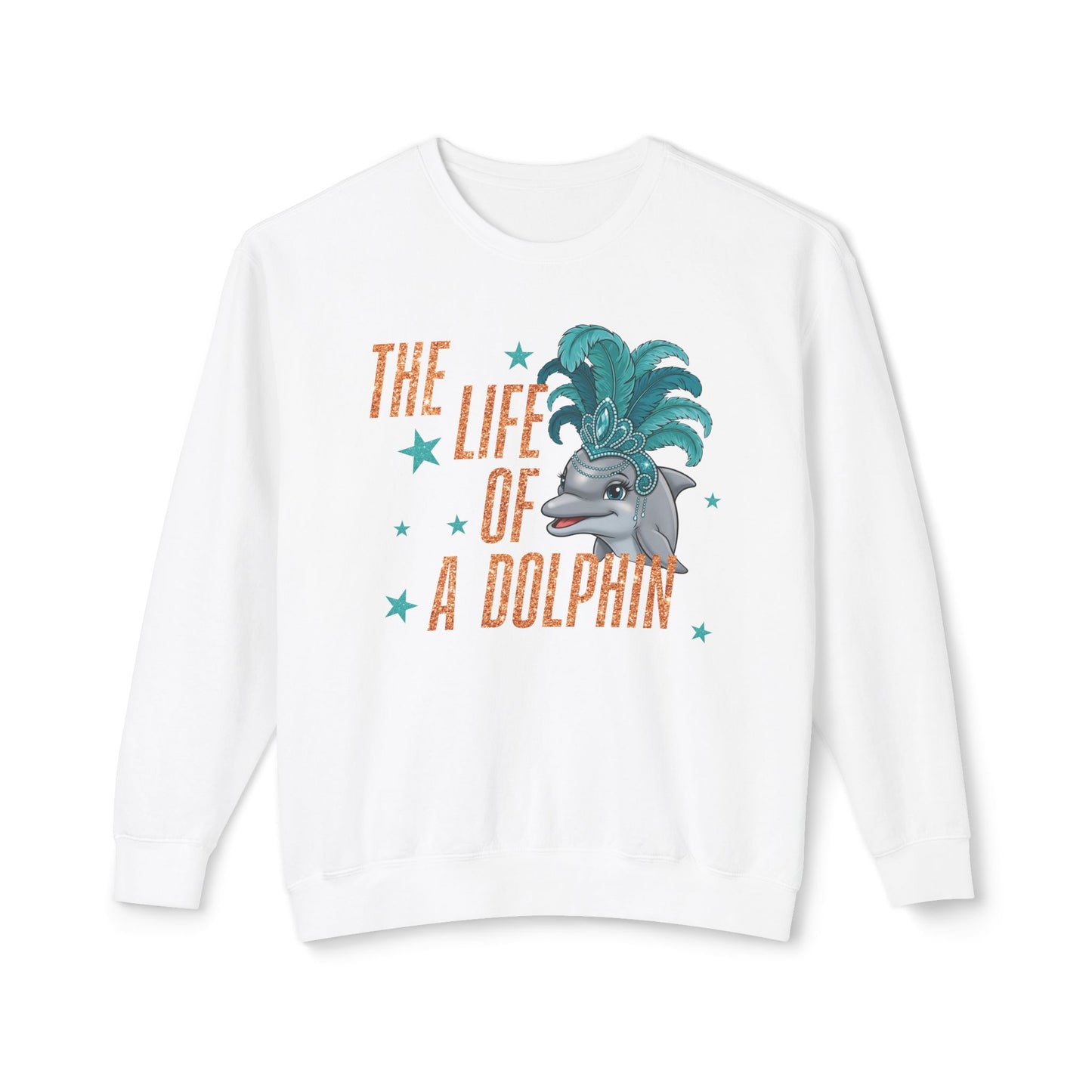 Adult Life of a Dolphin Faux Glitter Sweatshirt - Comfort Colors