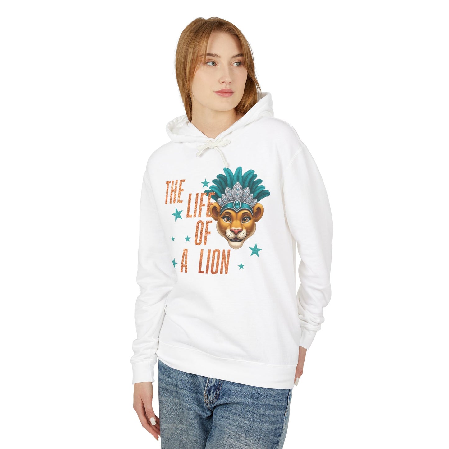 Adult Life of a Lion Faux Glitter Hoodie - Comfort Colors
