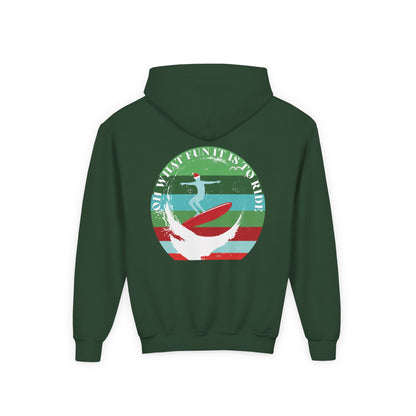 Youth Surfing Christmas Hoodie - Gildan