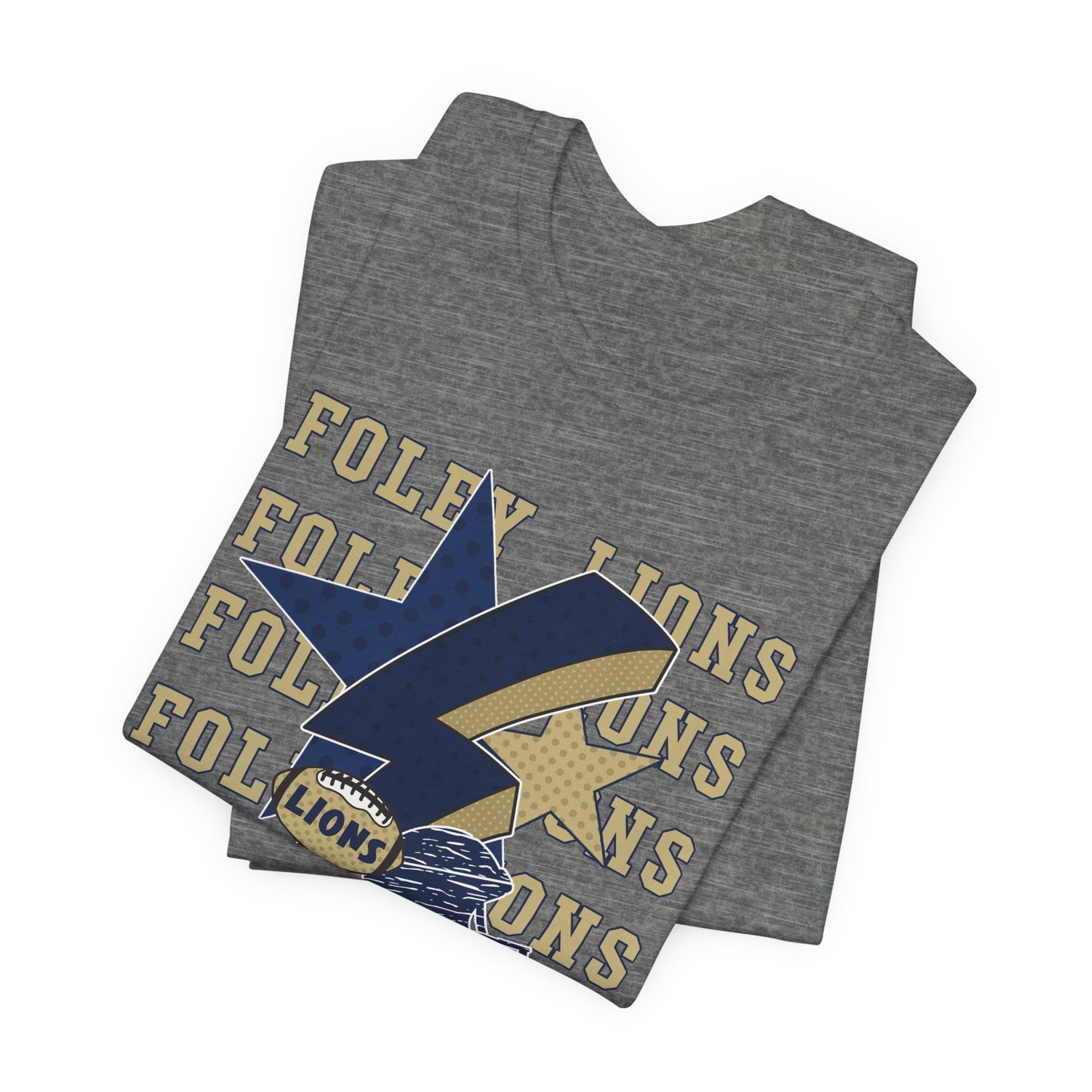 Lions Football, Stars, Lightning Graphic Tee - Bella Canvas
