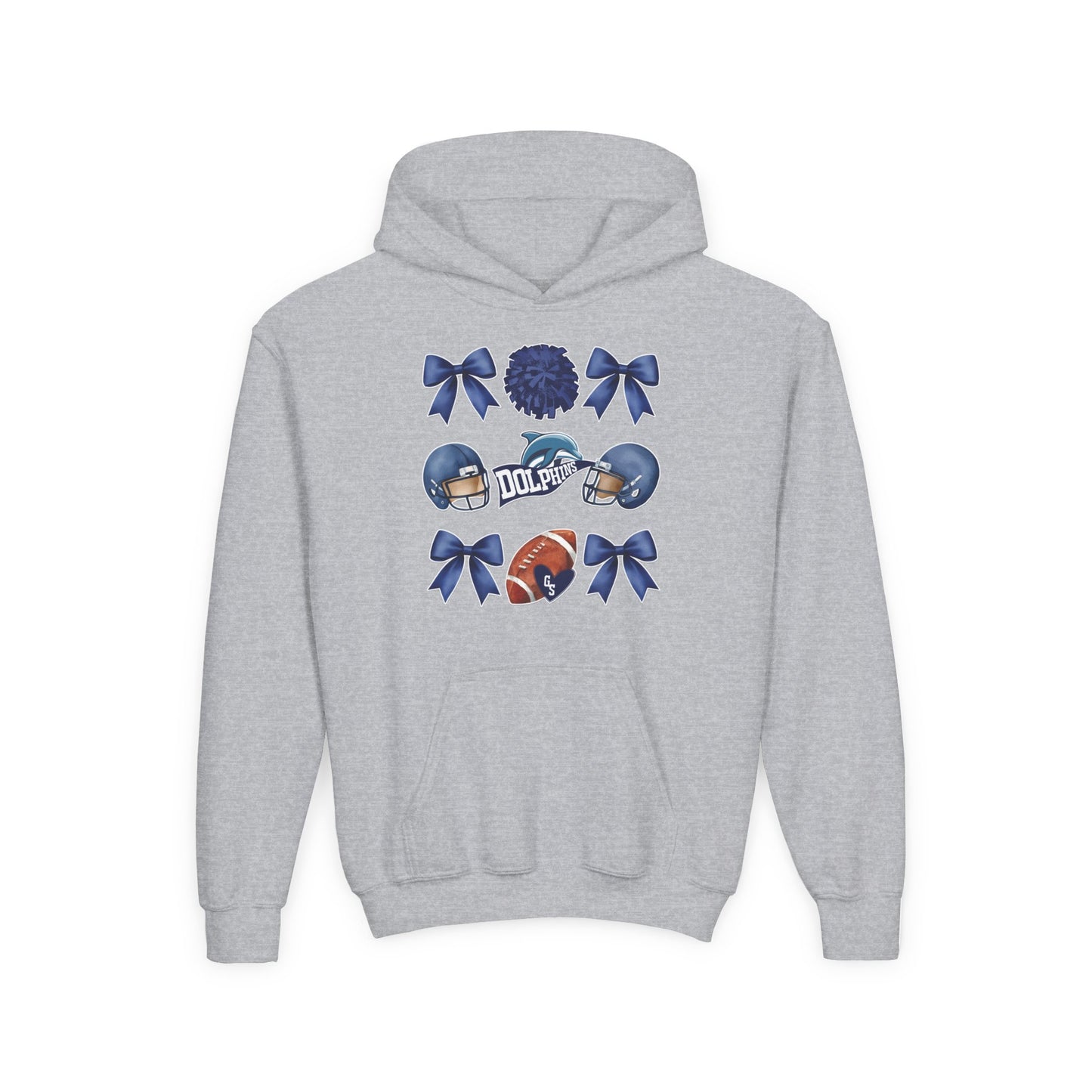 Youth Coquette Dolphins Pennant Bow Hoodie