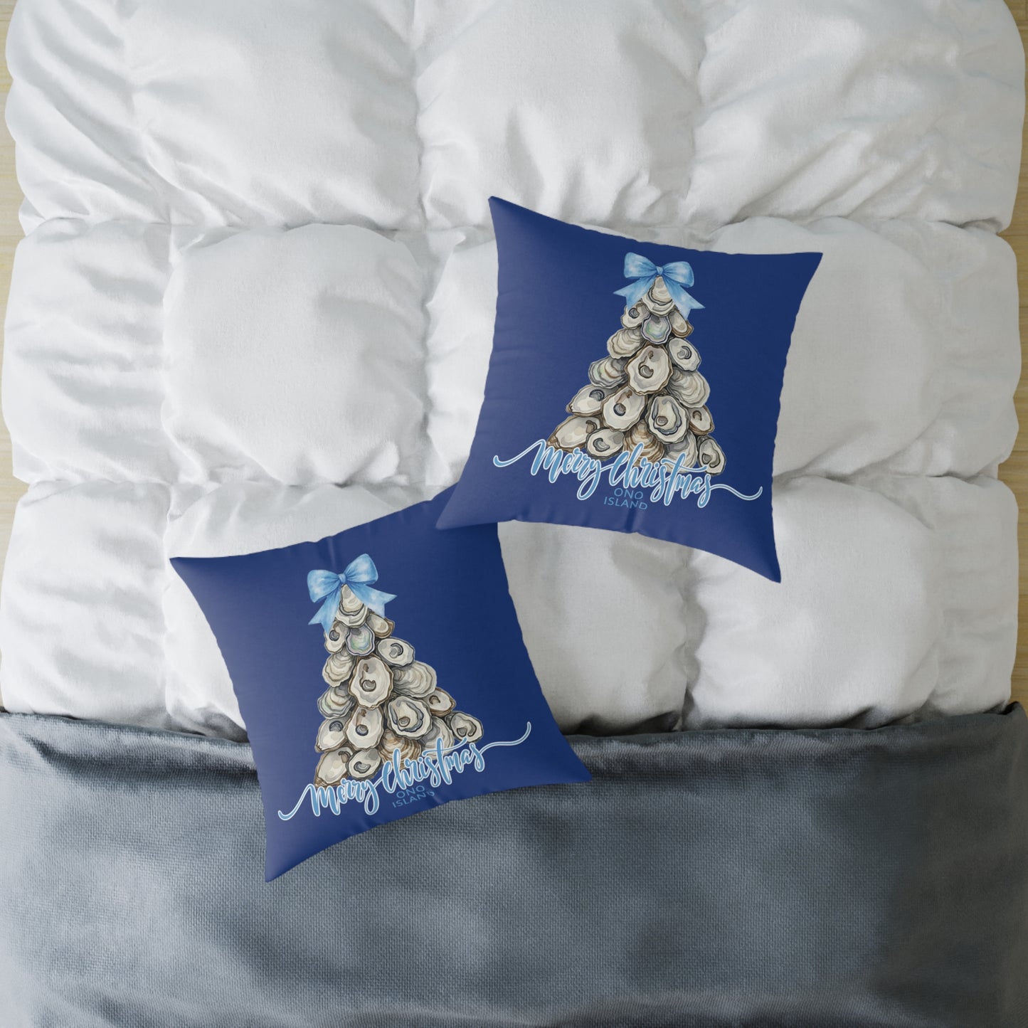 Ono Island Oyster Tree Blue Pillows