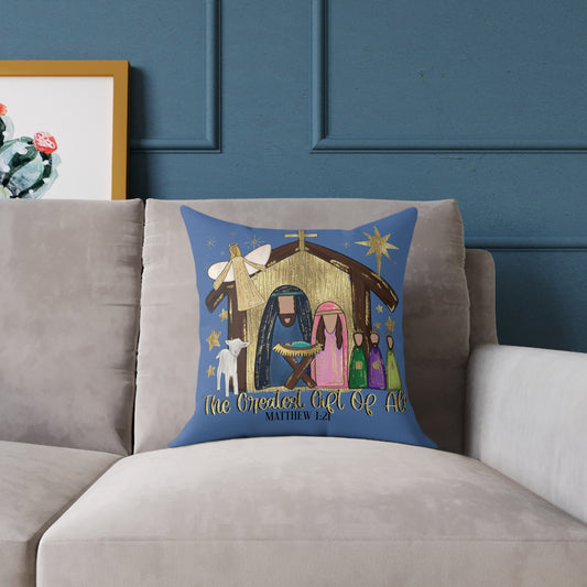 Nativity "The Greatest Gift of All" Decorative Pillow