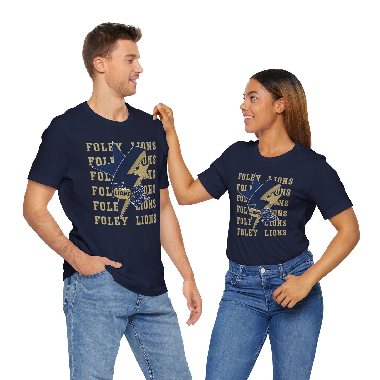 Lions Football, Stars, Lightning Graphic Tee - Bella Canvas