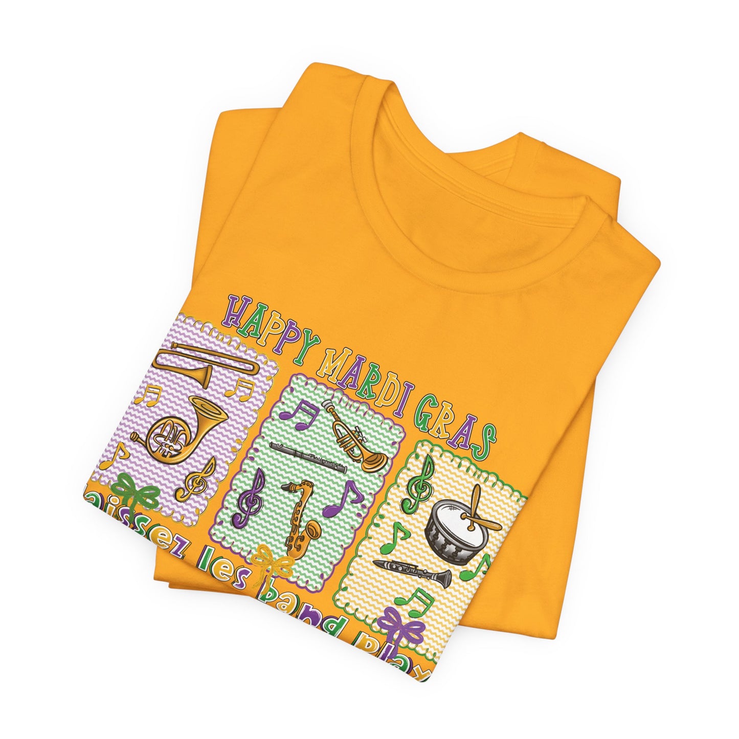 Mardi Gras T-Shirt — "Happy Mardi Gras" Carnival Mask & Beads Celebration Tee