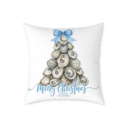 Ono Island Oyster Christmas Tree White Pillow