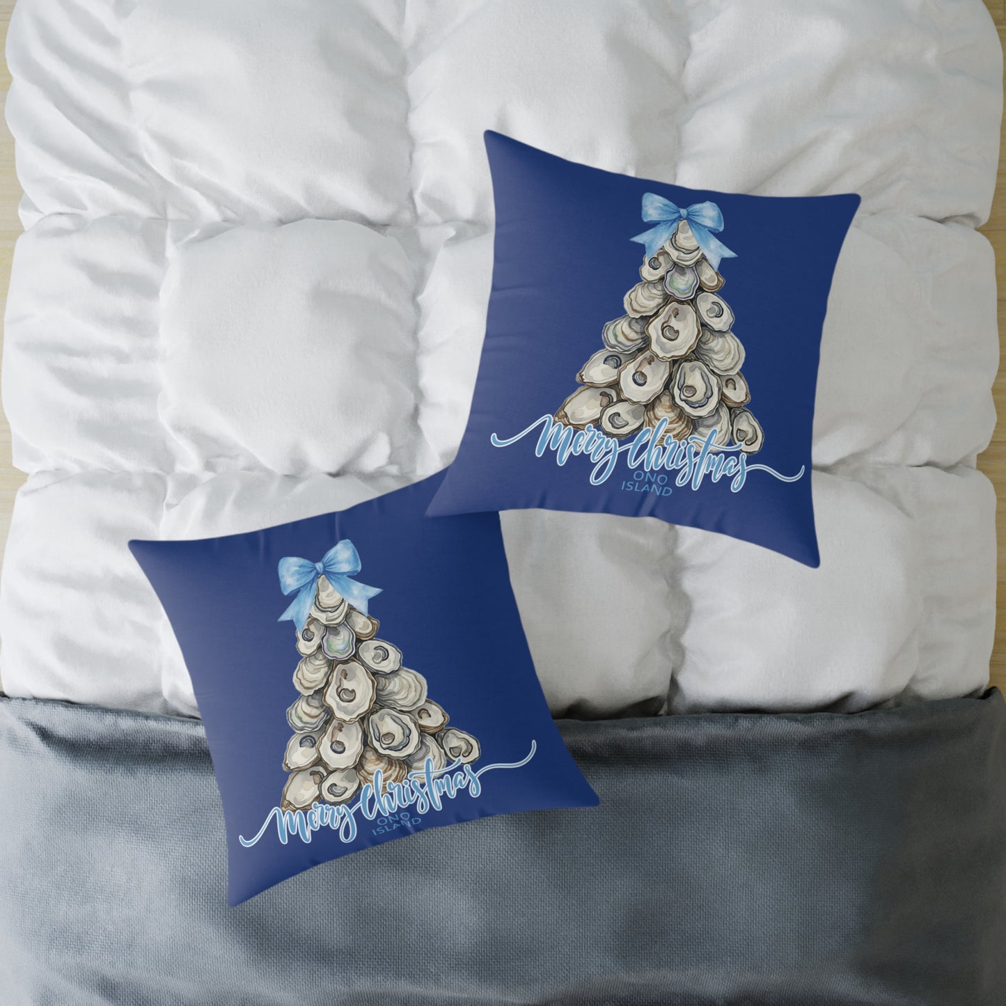 Ono Island Oyster Tree Blue Pillows