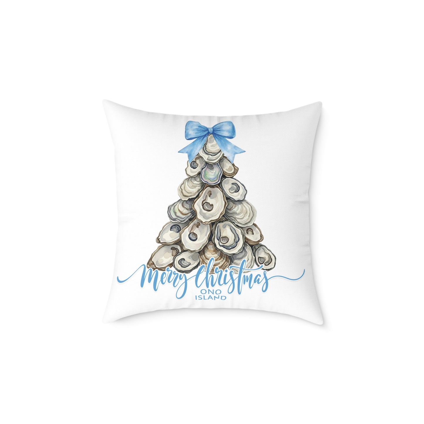 Ono Island Oyster Christmas Tree White Pillow