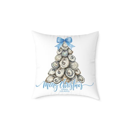 Ono Island Oyster Christmas Tree White Pillow
