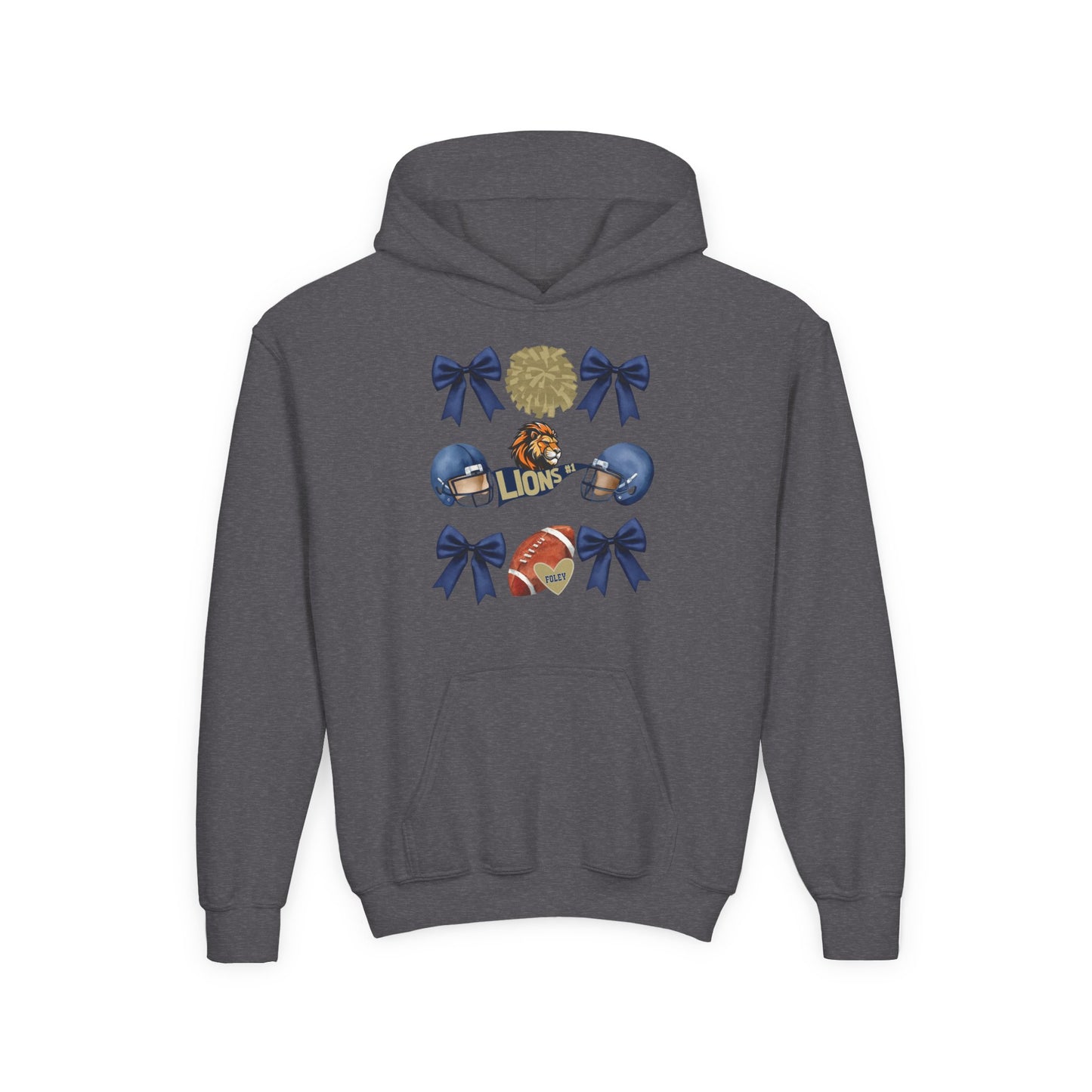 Youth Lions Football Themed Hoodie - Gildan