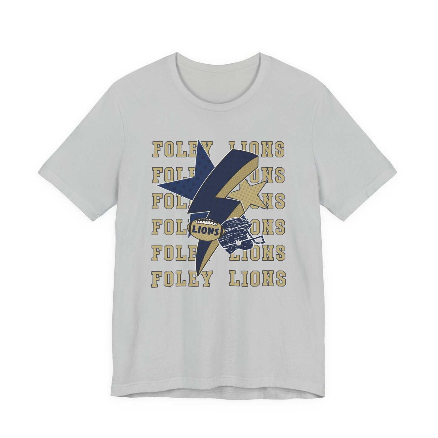 Lions Football, Stars, Lightning Graphic Tee - Bella Canvas