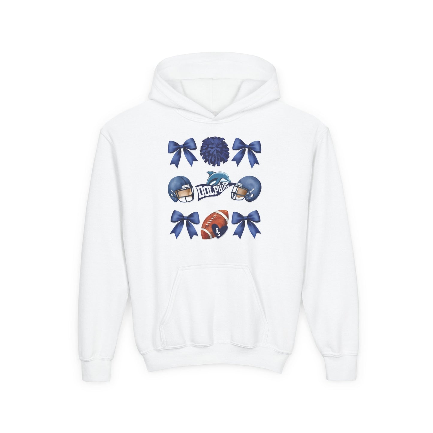 Youth Dolphins Coquette Football Hoodie