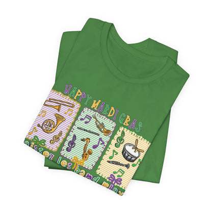 Mardi Gras T-Shirt — "Happy Mardi Gras" Carnival Mask & Beads Celebration Tee