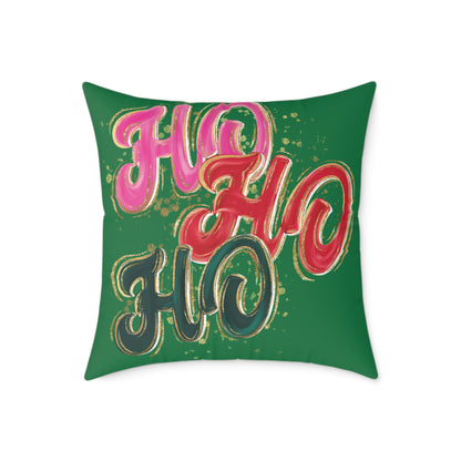 HO HO HO Green Throw Pillow