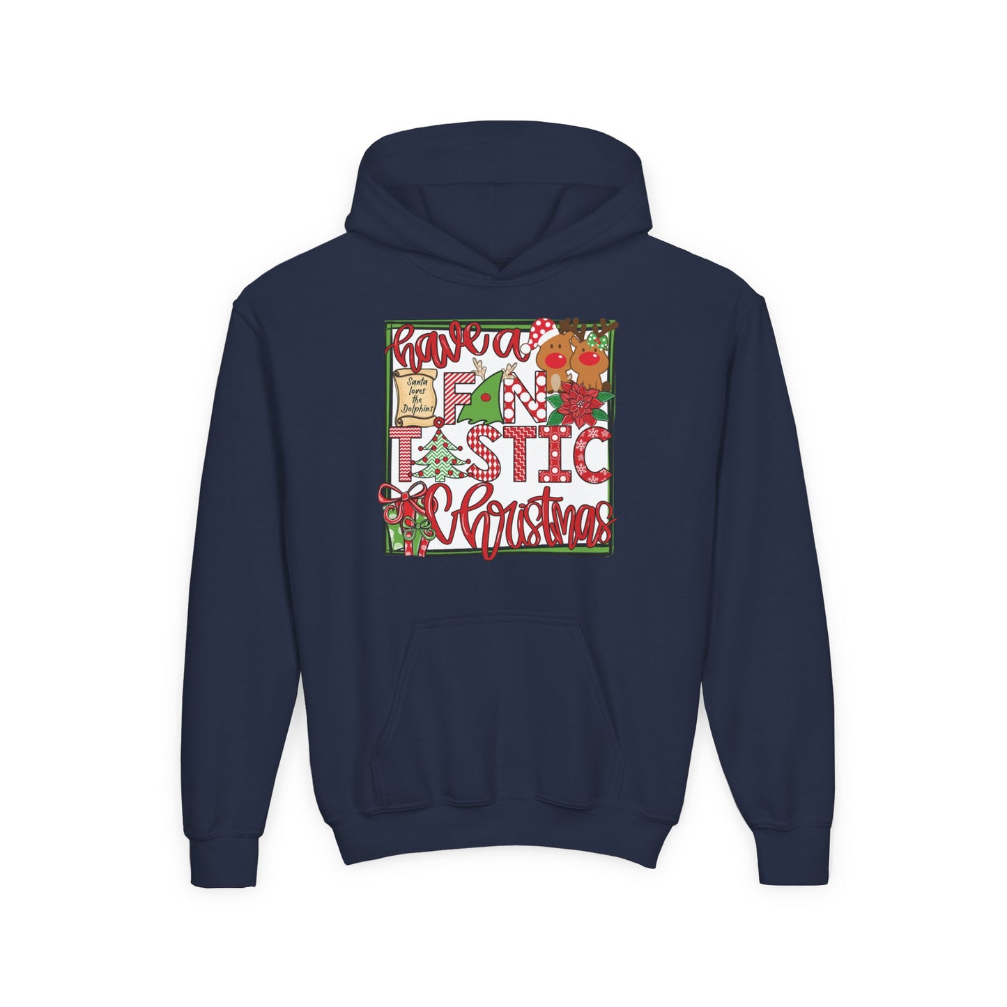 Dolphins Fintastic Christmas Hoodie - Gildan