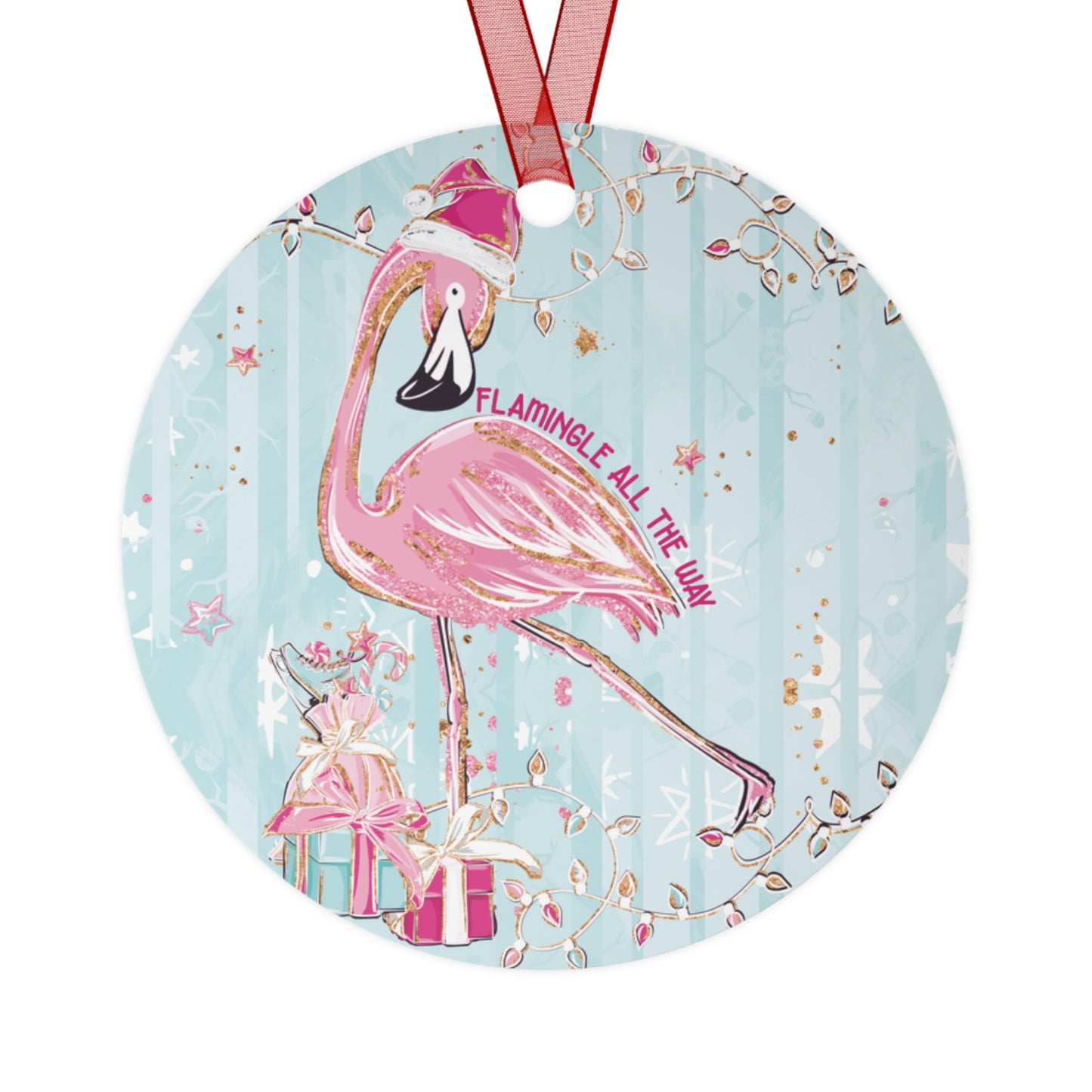 Flamingo Flamingle All The Way Christmas Ornament