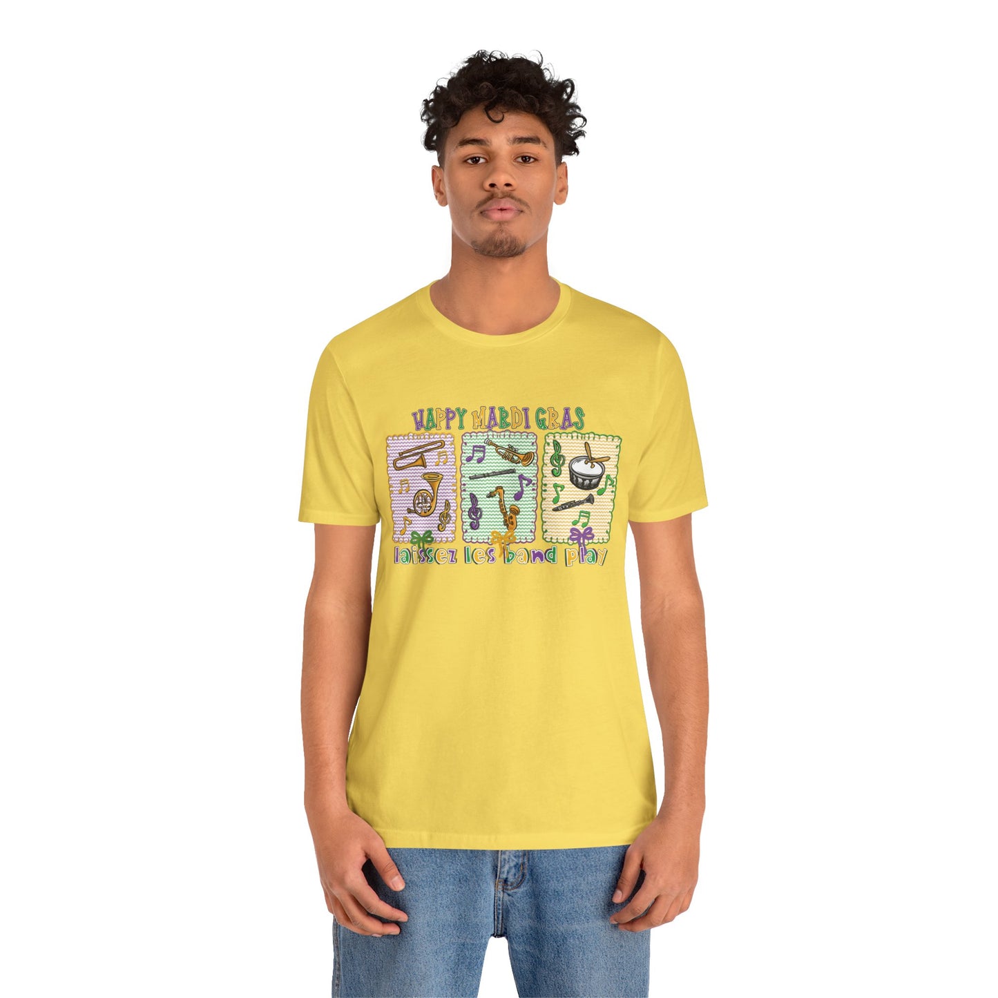 Mardi Gras T-Shirt — "Happy Mardi Gras" Carnival Mask & Beads Celebration Tee