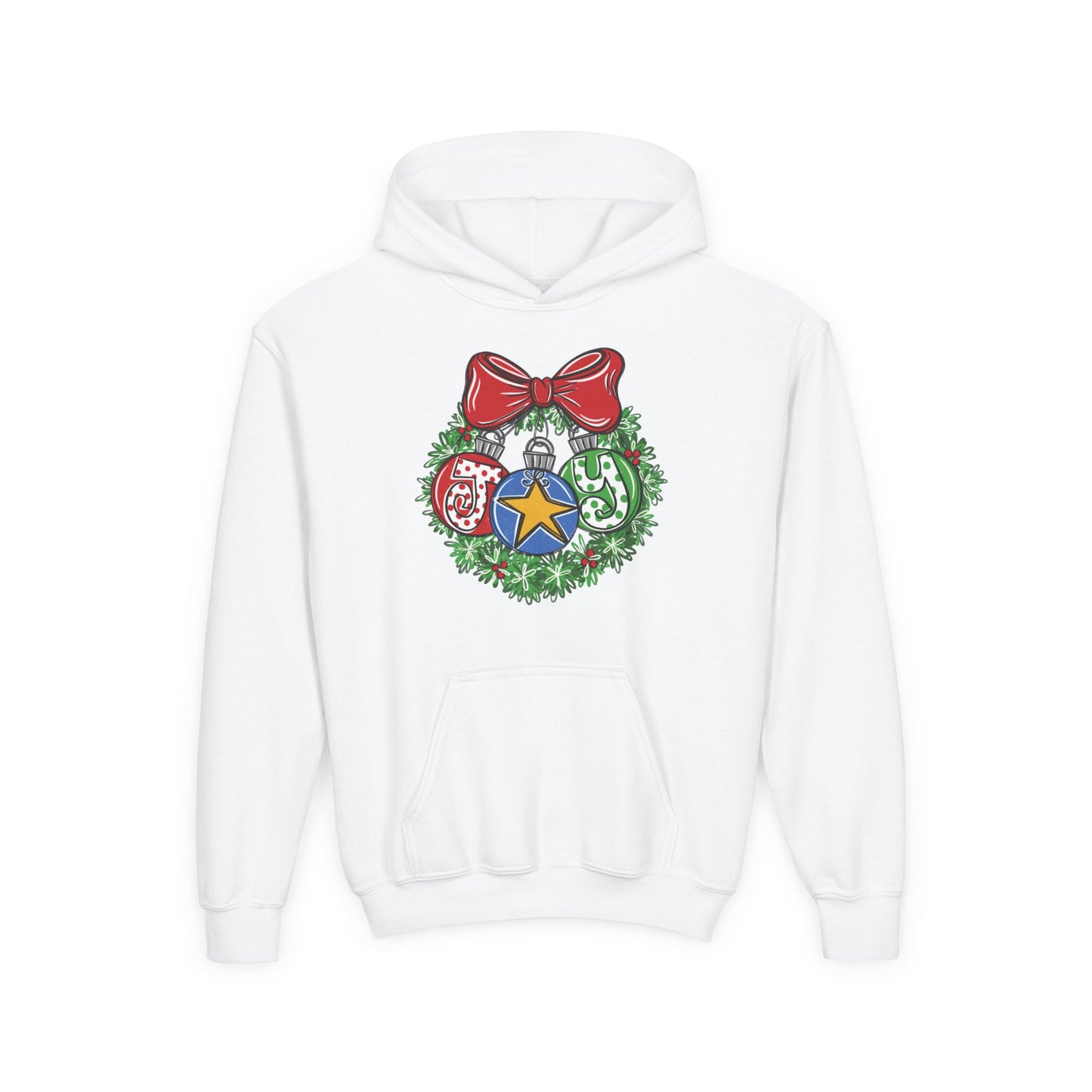 Joy Wreath Youth Hoodie - Gildan