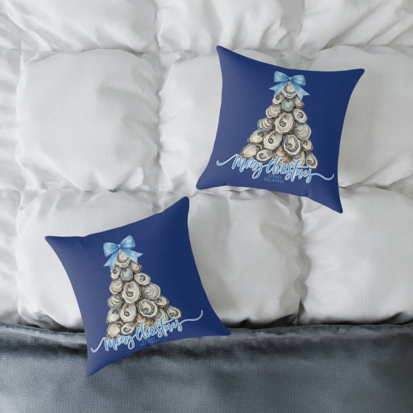 Ono Island Oyster Tree Blue Pillows