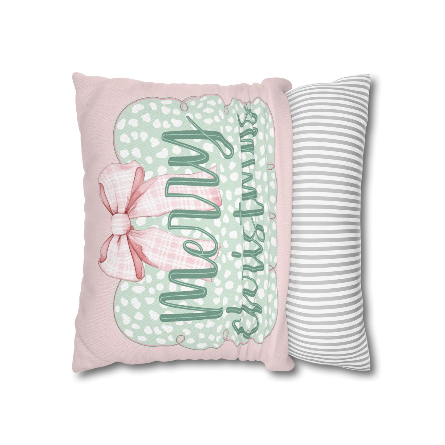 Merry Christmas Pink & Green Pillowcase
