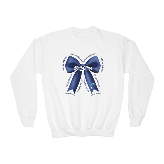 Youth Coquette We Are The Dolphins Bow Sweatshirt