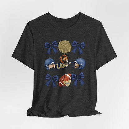 Lions Coquette Football Cheer Tee - Bella Canvas
