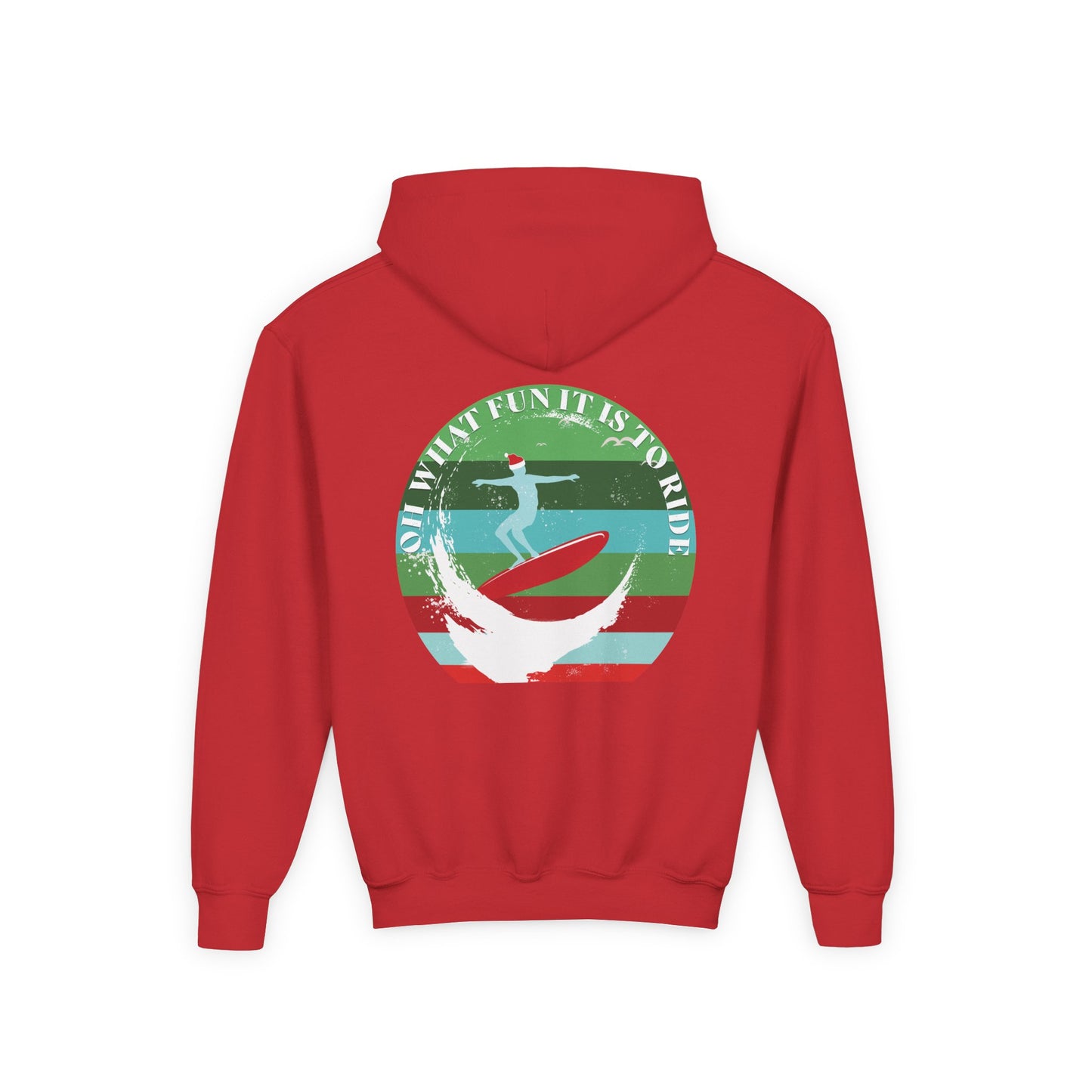 Youth Surfing Christmas Hoodie - Gildan